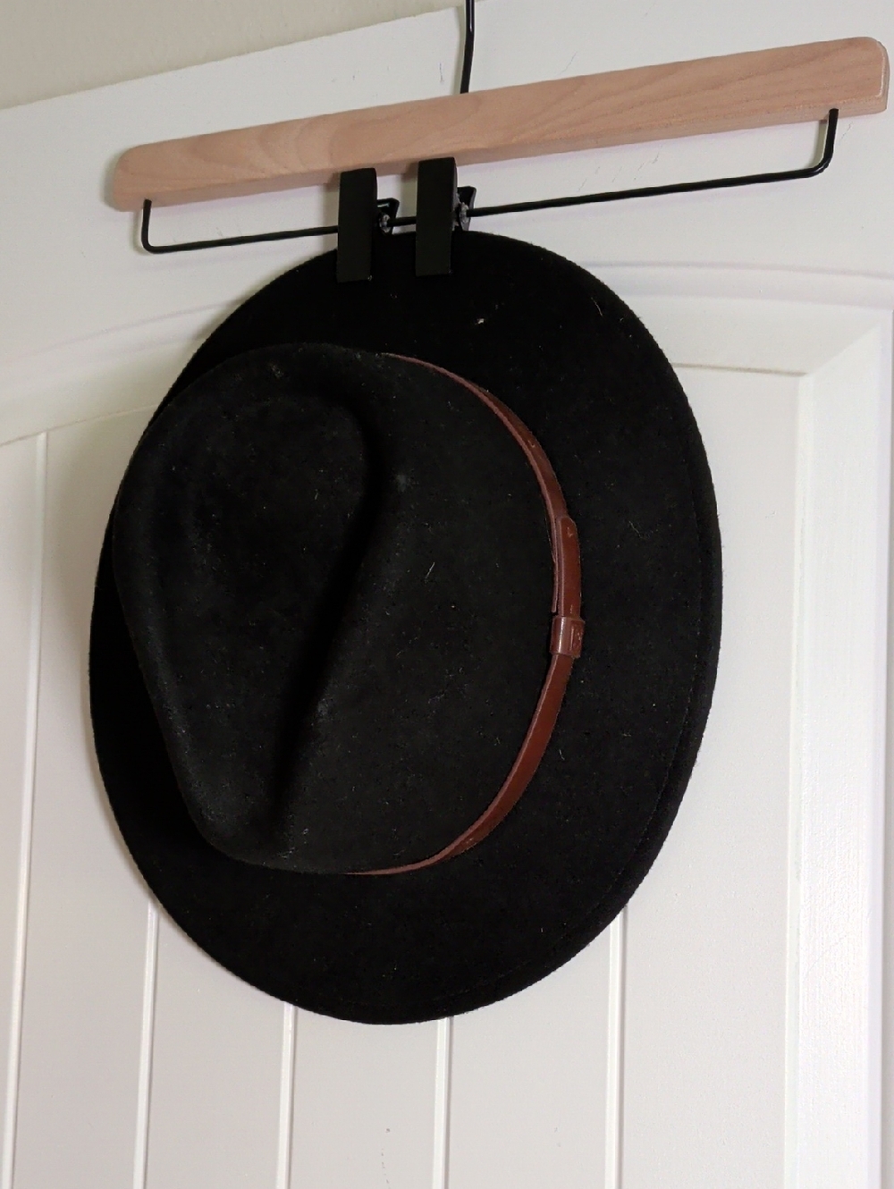Brixton Black Felt Fedora Hat with Brown Band - Women's Accessory